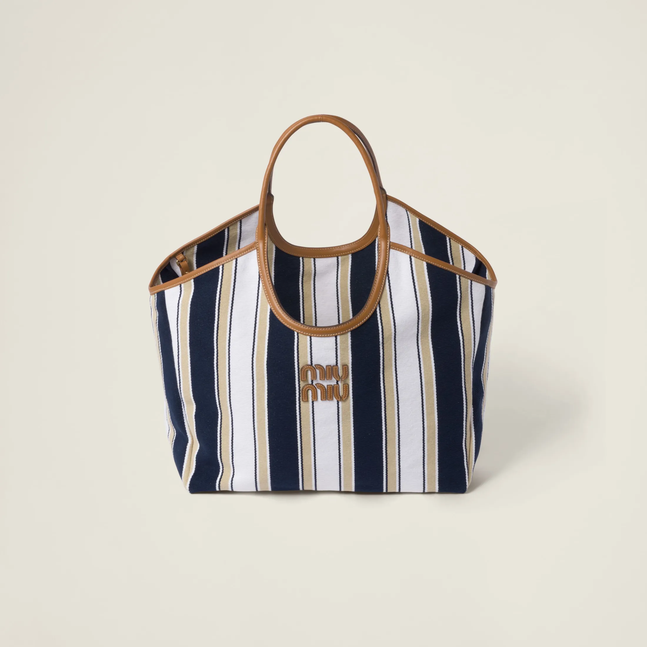 Blue/sand Ivy Canneté Fabric Bag | Miu Miu