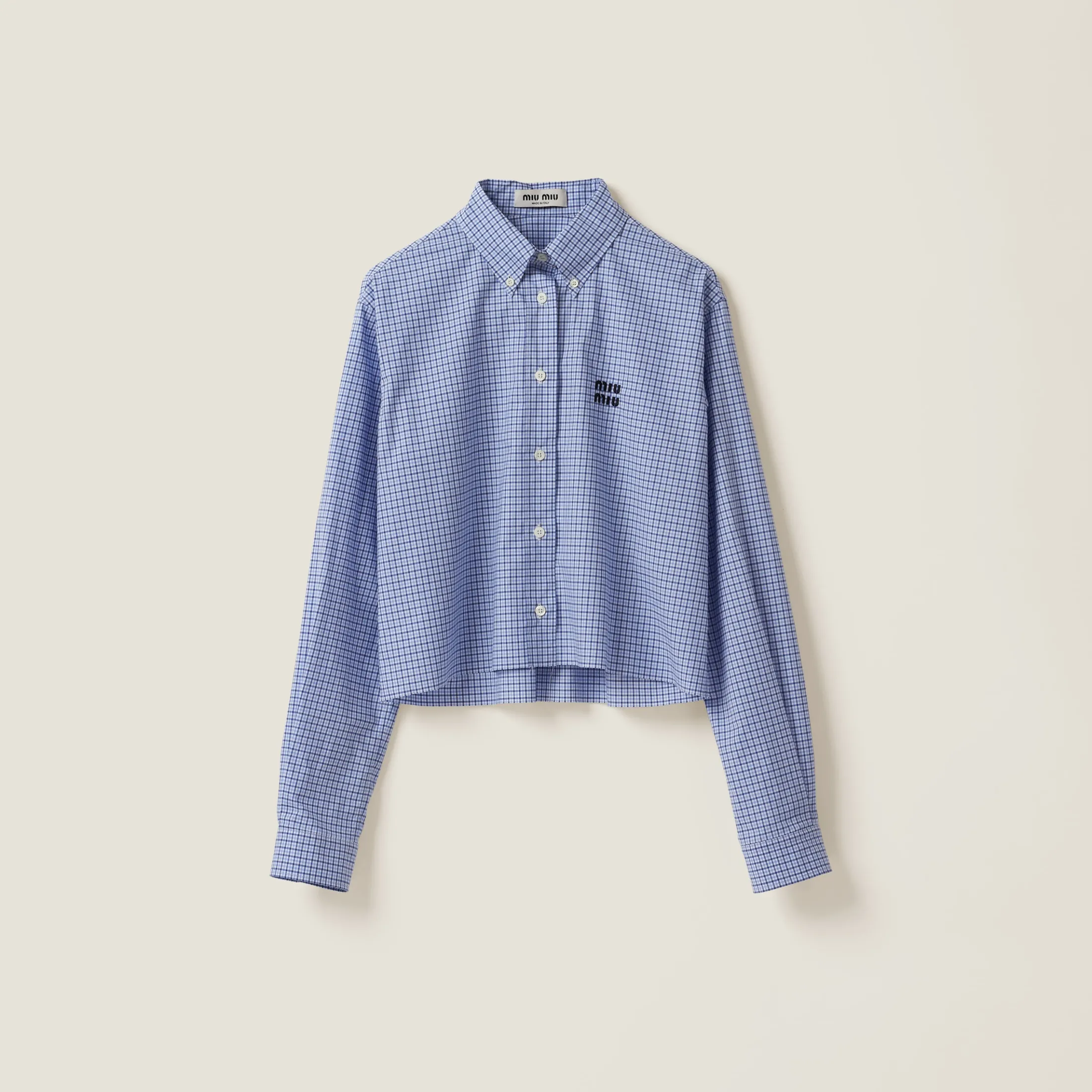 Blue/sky Blue Checked Poplin Shirt | Miu Miu