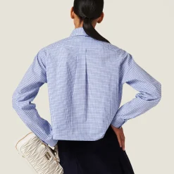 Blue/sky Blue Checked Poplin Shirt | Miu Miu
