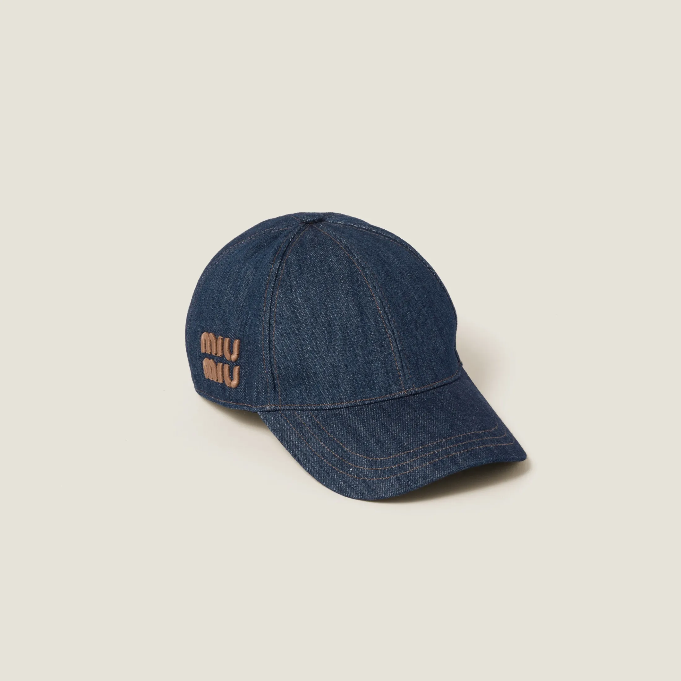 Blue+tobacco Denim Baseball Cap | Miu Miu