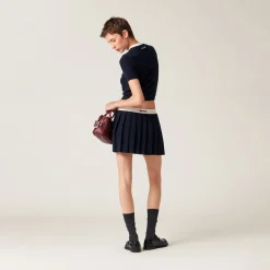 Blue/white Cashmere Miniskirt | Miu Miu