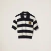 Blue/white Cotton Jersey Polo Shirt | Miu Miu
