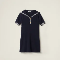 Blue/white Cotton Mini-dress | Miu Miu