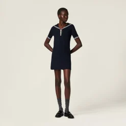 Blue/white Cotton Mini-dress | Miu Miu