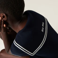 Blue/white Cotton Mini-dress | Miu Miu