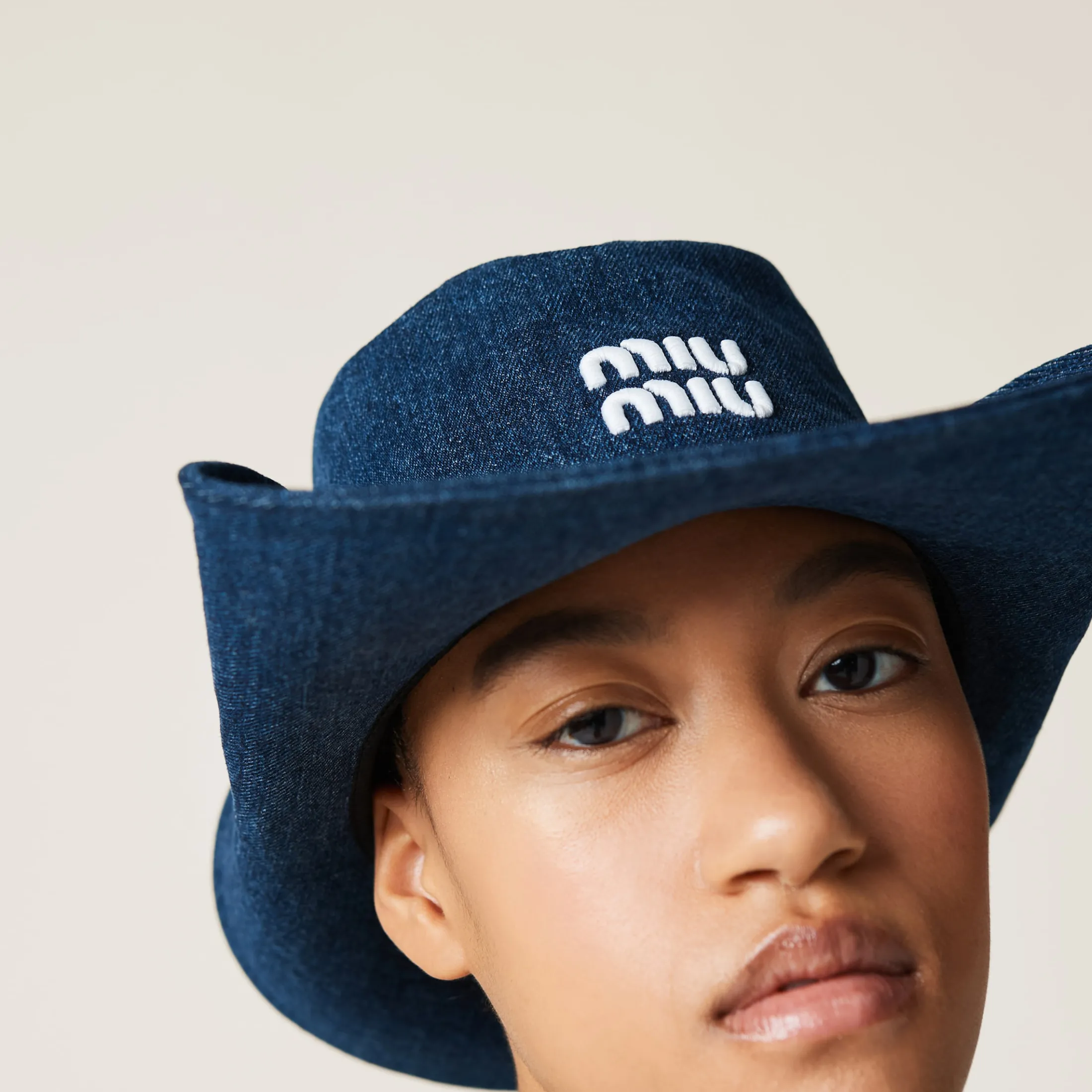 Blue/white Denim Hat | Miu Miu