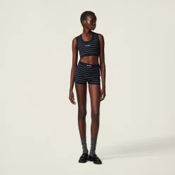 Blue/white Viscose Knit Top | Miu Miu
