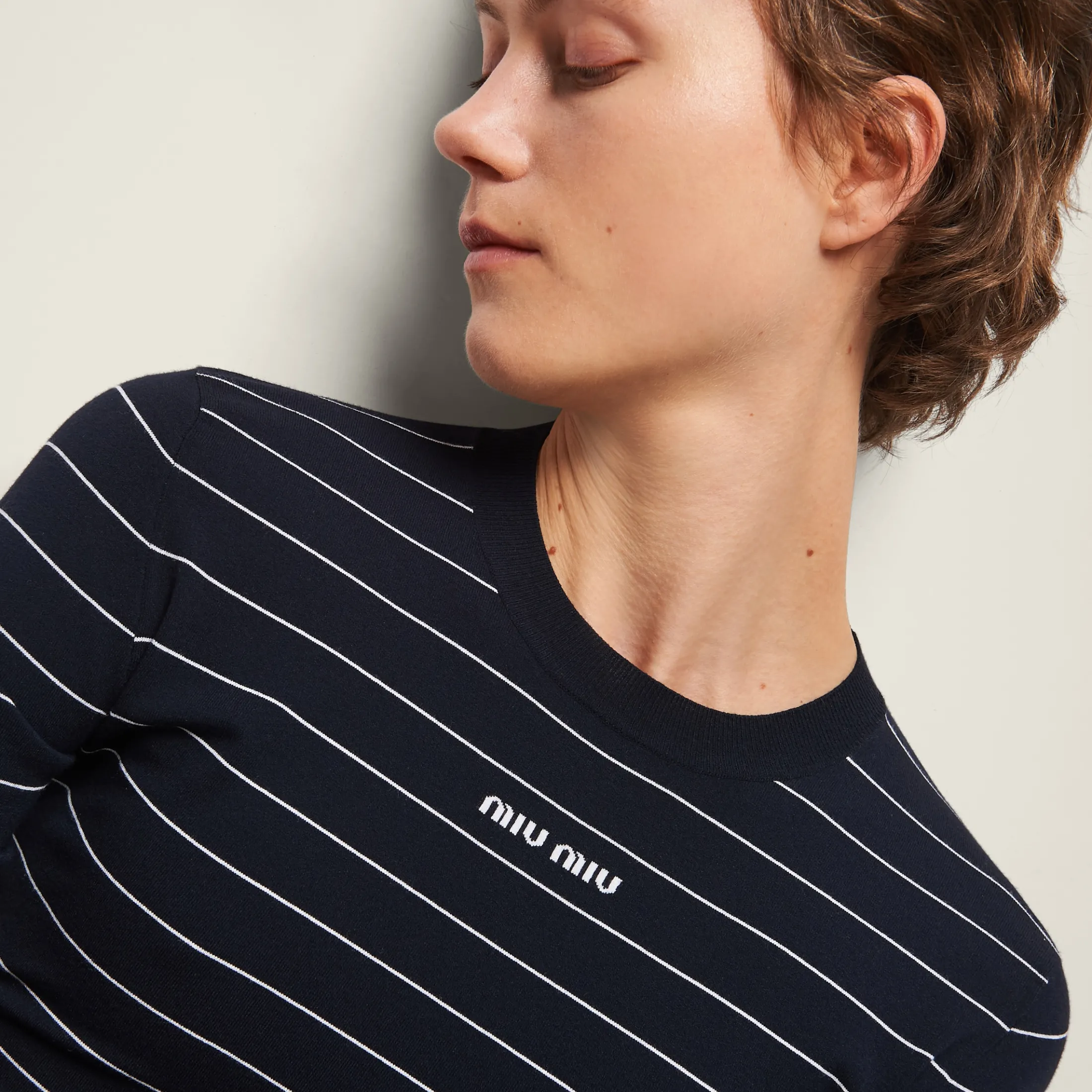 Blue/white Viscose Sweater | Miu Miu