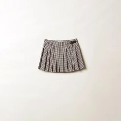 Burgundy Gingham Check Skirt | Miu Miu