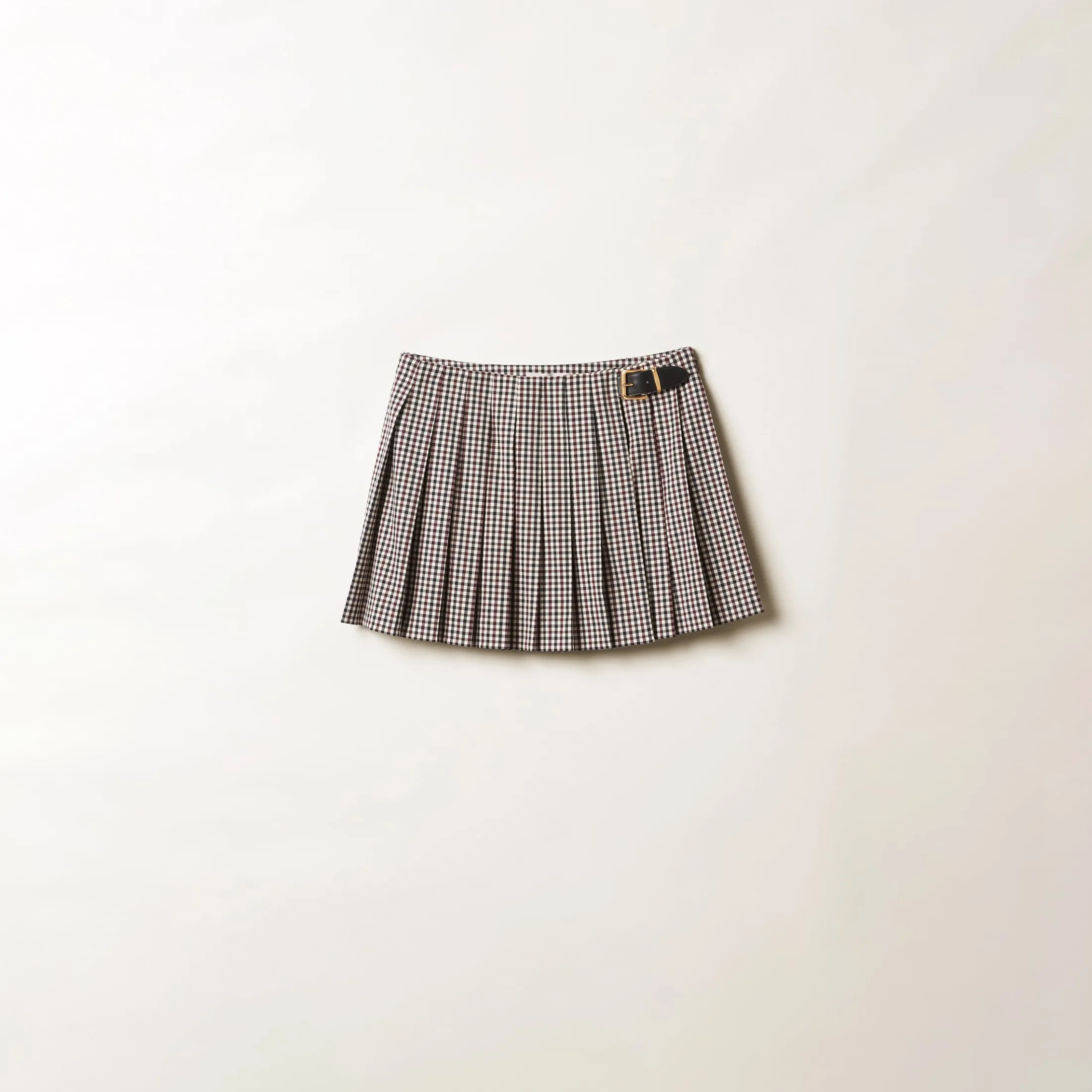 Burgundy Gingham Check Skirt | Miu Miu