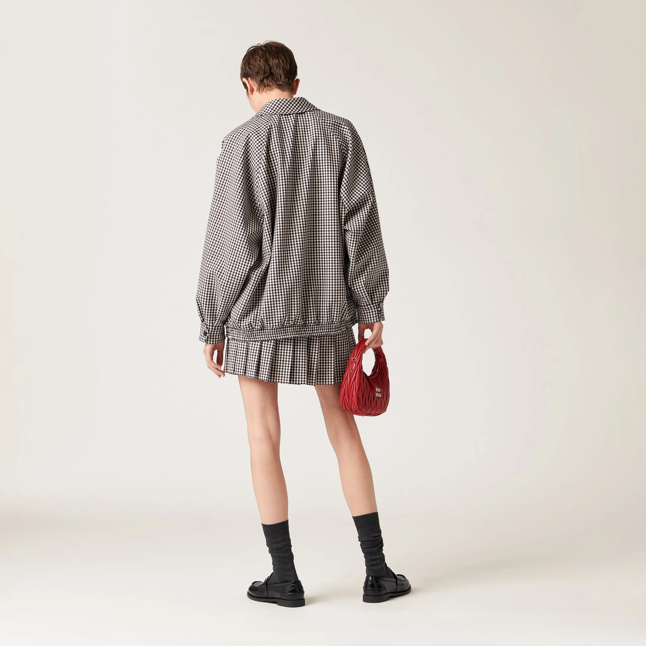 Burgundy Gingham Check Skirt | Miu Miu