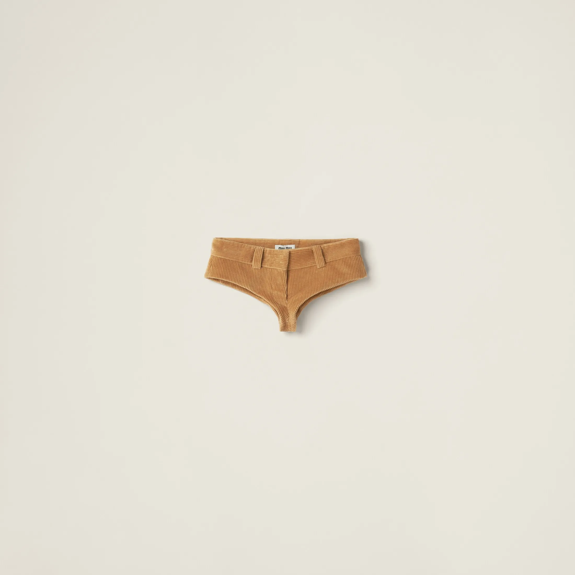 Camel Brown Corduroy Shorts | Miu Miu