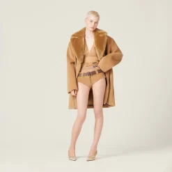 Camel Brown Corduroy Shorts | Miu Miu