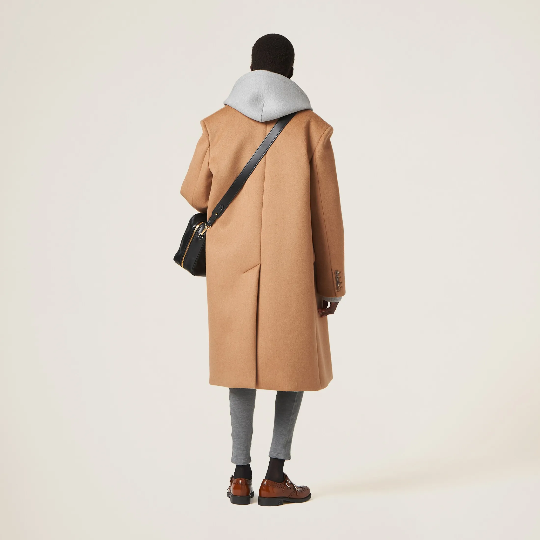 Camel Brown Double-breasted Camel Hair Coat | Miu Miu