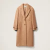 Camel Brown Padded Single-breasted Tweed Coat | Miu Miu