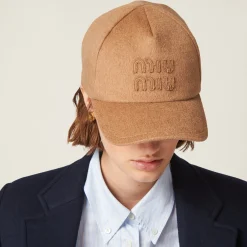 Camel Brown Wool Baseball Cap | Miu Miu