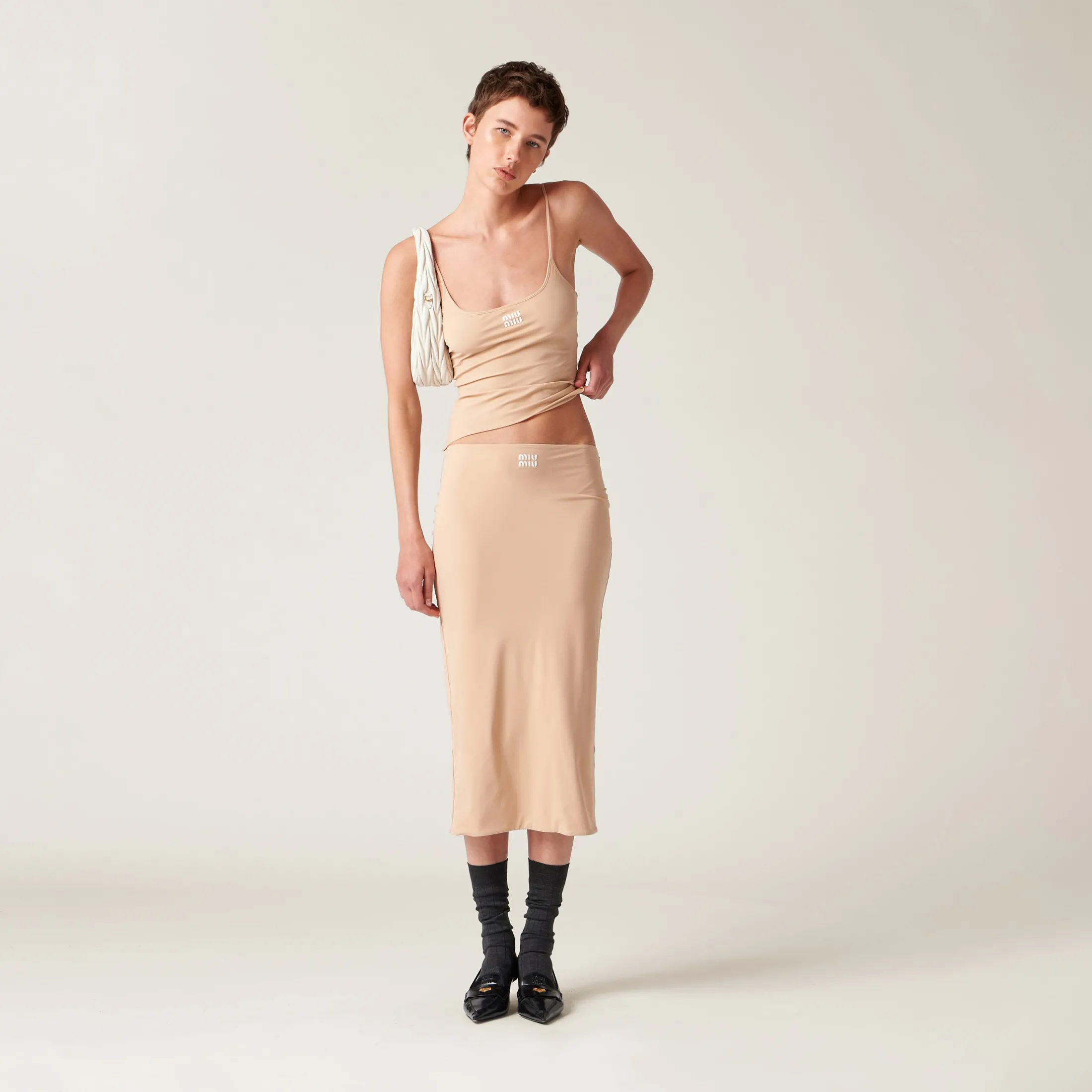 Cameo Stretch Jersey Top | Miu Miu