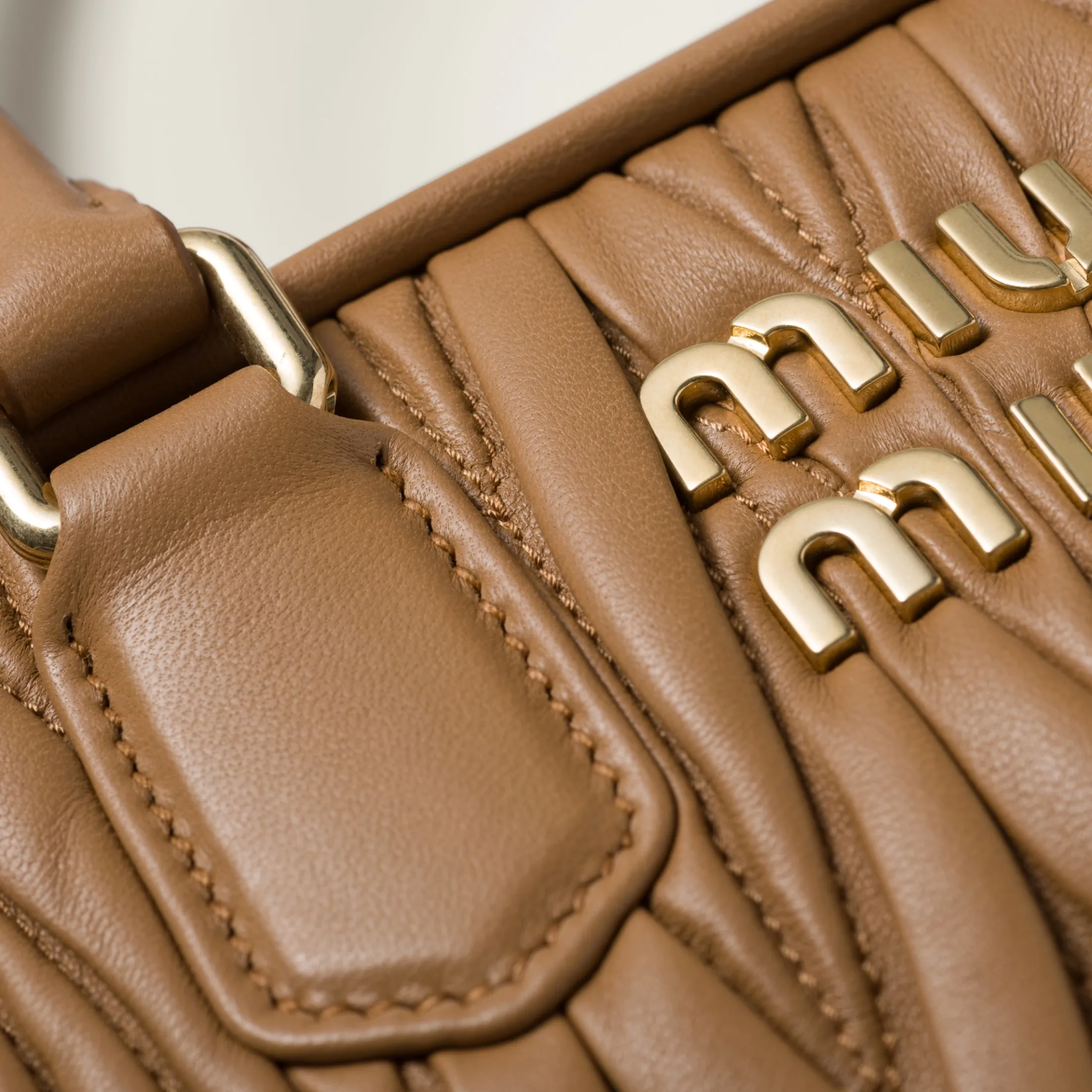 Caramel Arcadie Matelassé Nappa Leather Bag | Miu Miu