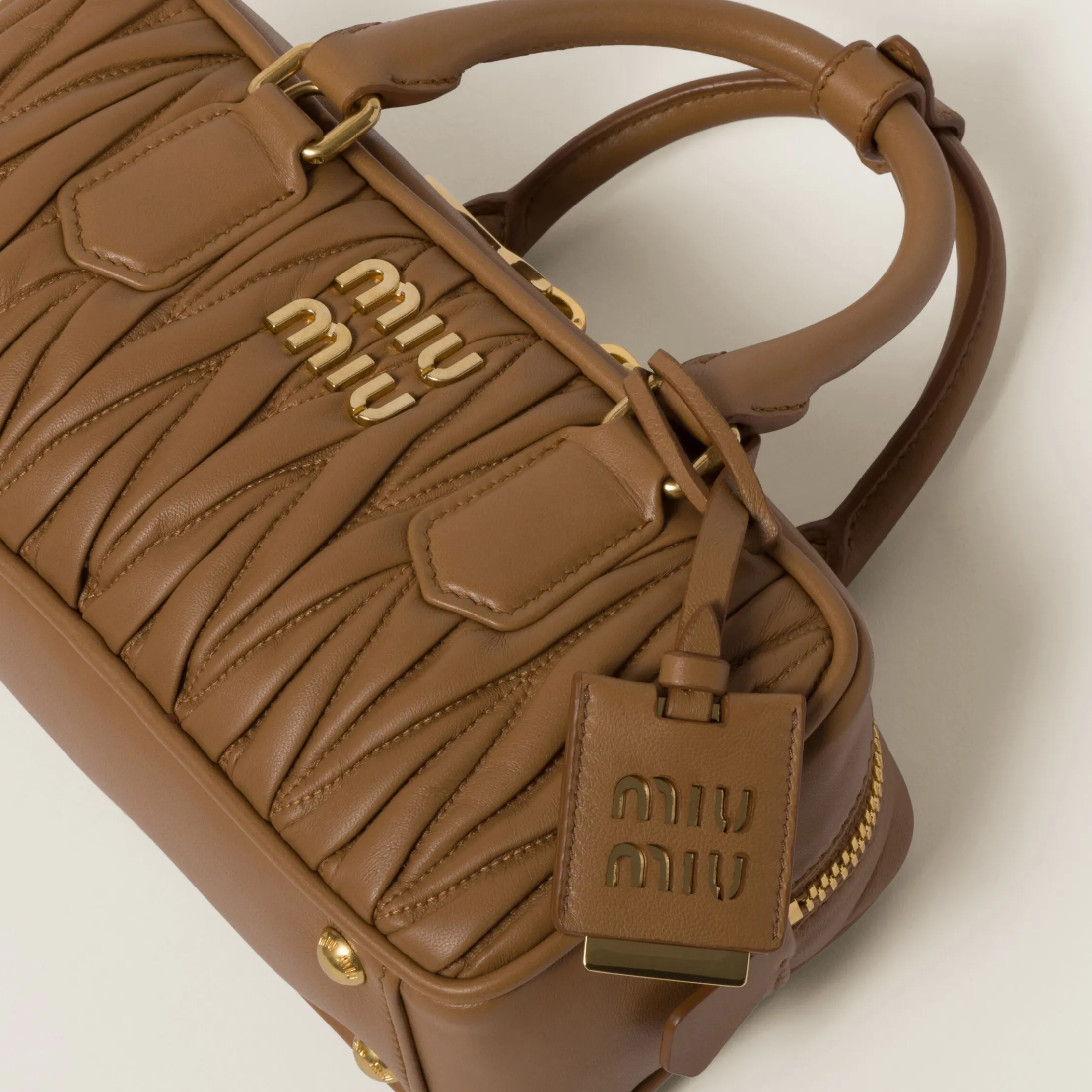 Caramel Arcadie Matelassé Nappa Leather Bag | Miu Miu