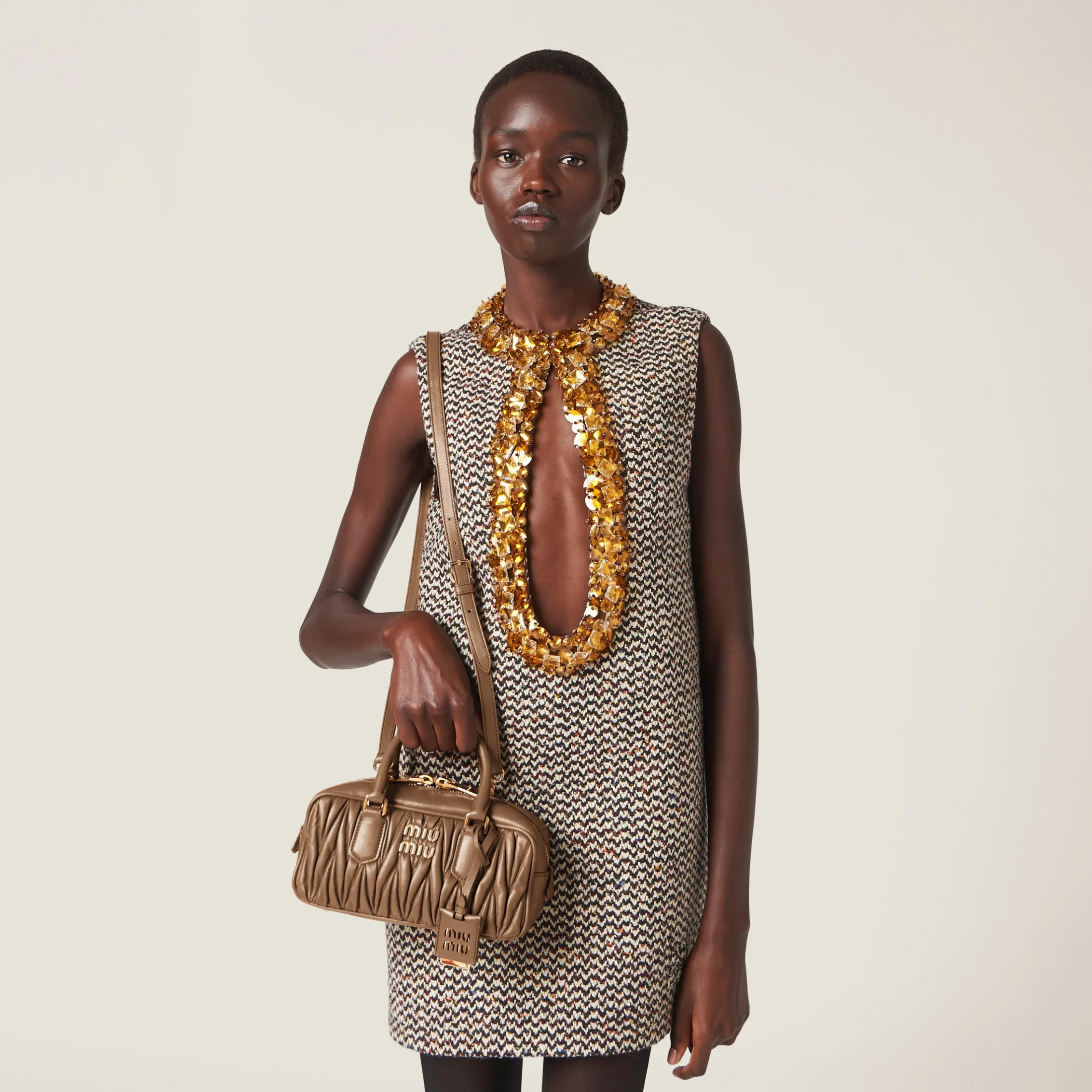 Caramel Arcadie Matelassé Nappa Leather Bag | Miu Miu
