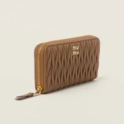 Caramel Large Matelassé Nappa Leather Wallet | Miu Miu