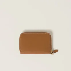 Caramel Leather Passport Holder | Miu Miu