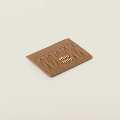 Caramel Matelassé Nappa Leather Card Holder | Miu Miu