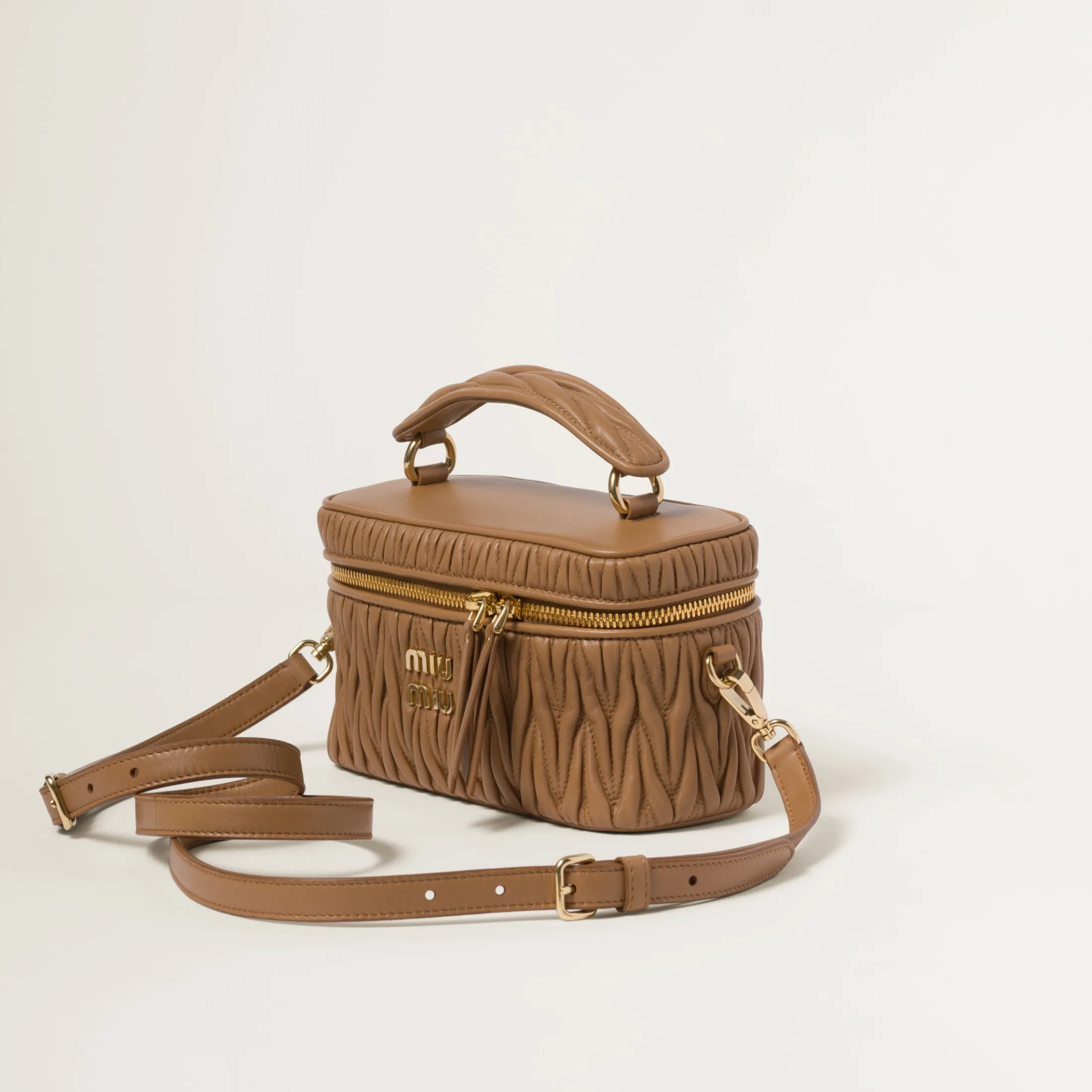 Caramel Matelassé Nappa Leather Shoulder Bag | Miu Miu