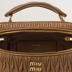 Caramel Matelassé Nappa Leather Shoulder Bag | Miu Miu