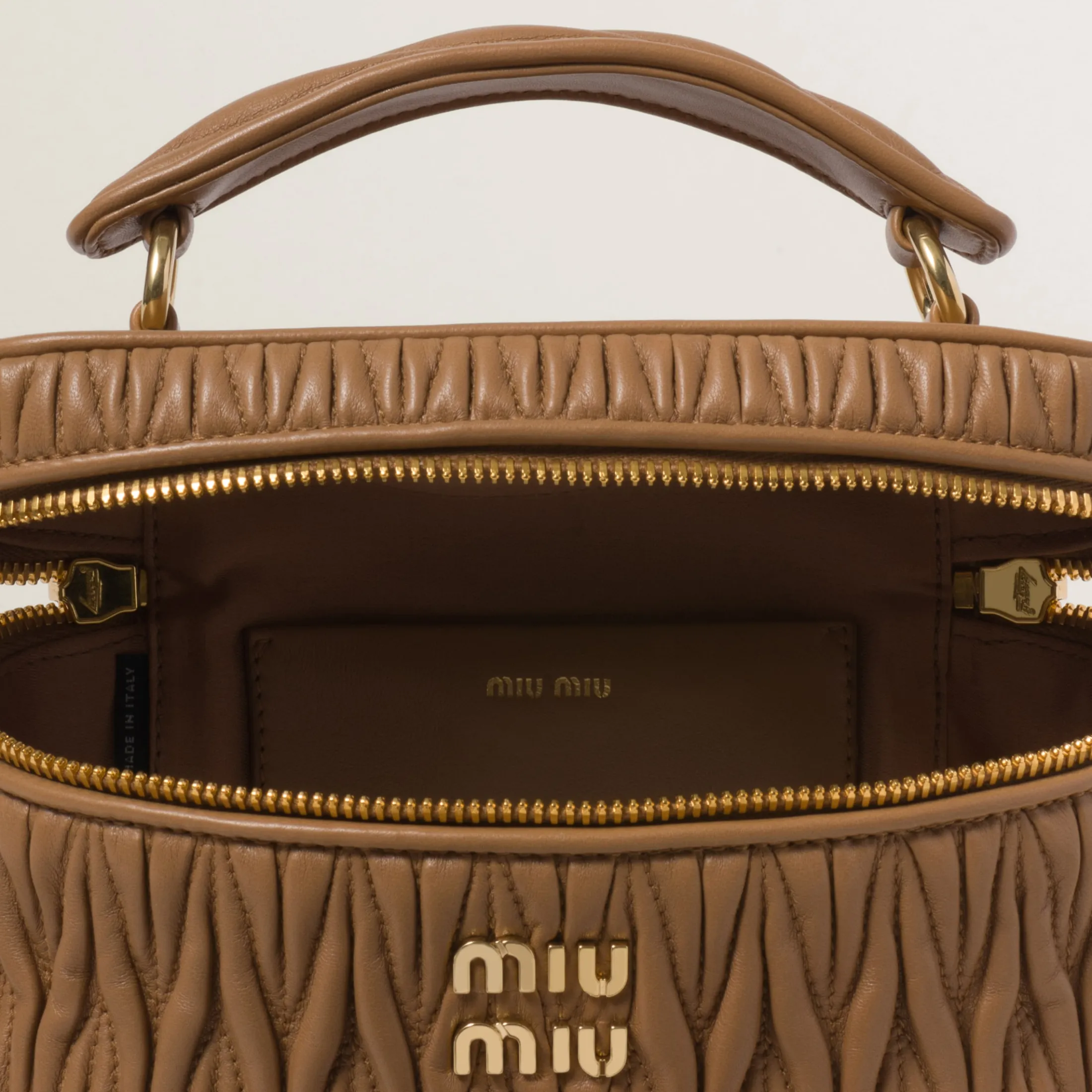 Caramel Matelassé Nappa Leather Shoulder Bag | Miu Miu