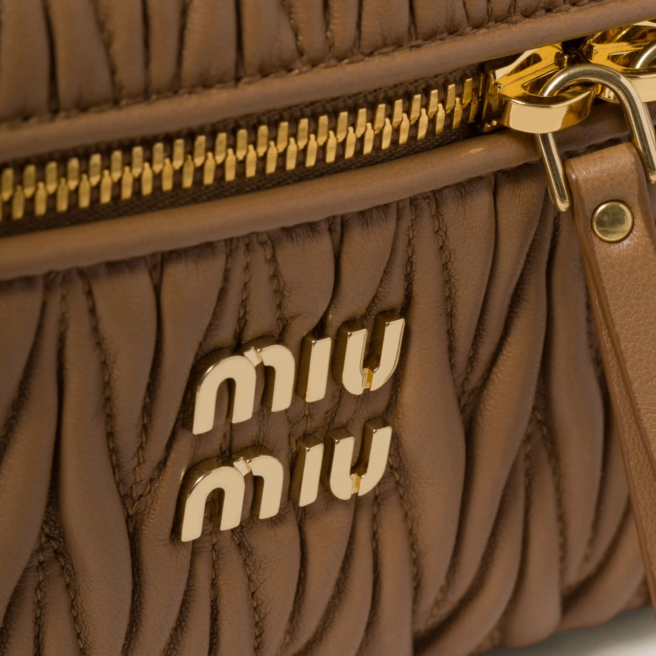 Caramel Matelassé Nappa Leather Shoulder Bag | Miu Miu