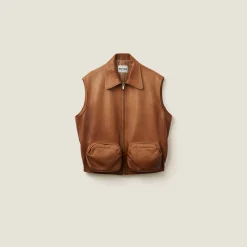 Caramel Nappa Leather Vest | Miu Miu