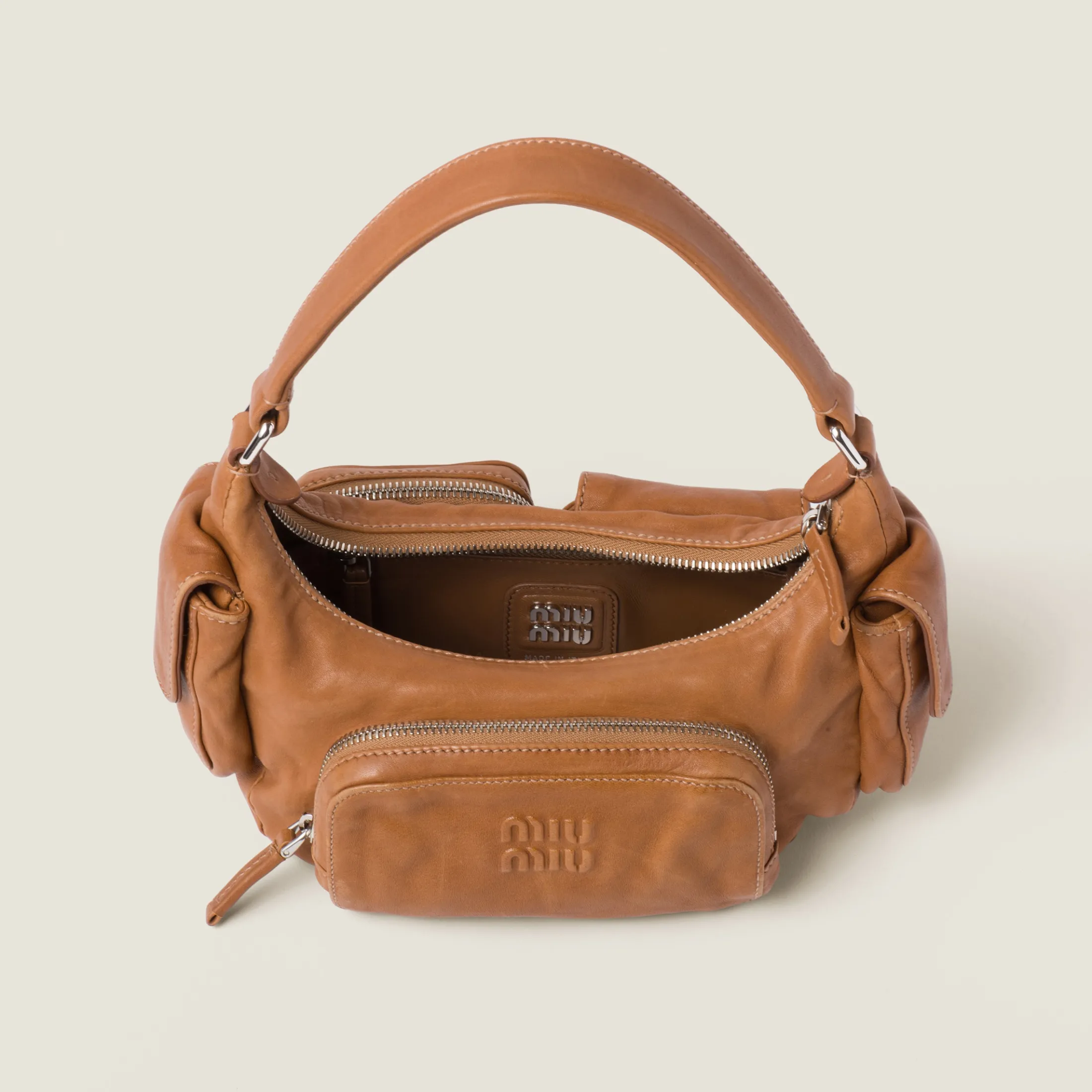Caramel Pocket Nappa Leather Bag | Miu Miu