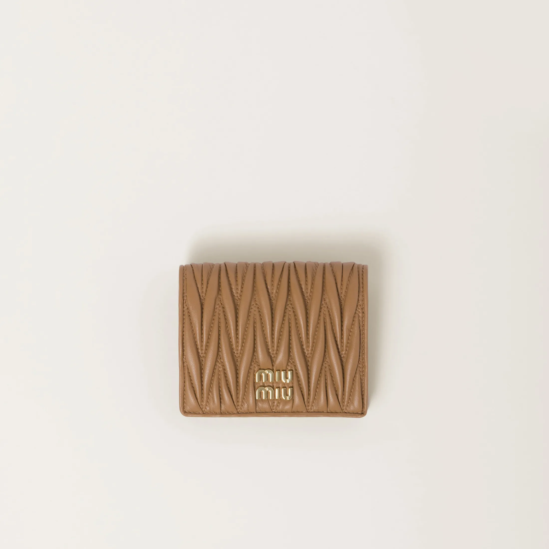 Caramel Small Matelassé Nappa Leather Wallet | Miu Miu