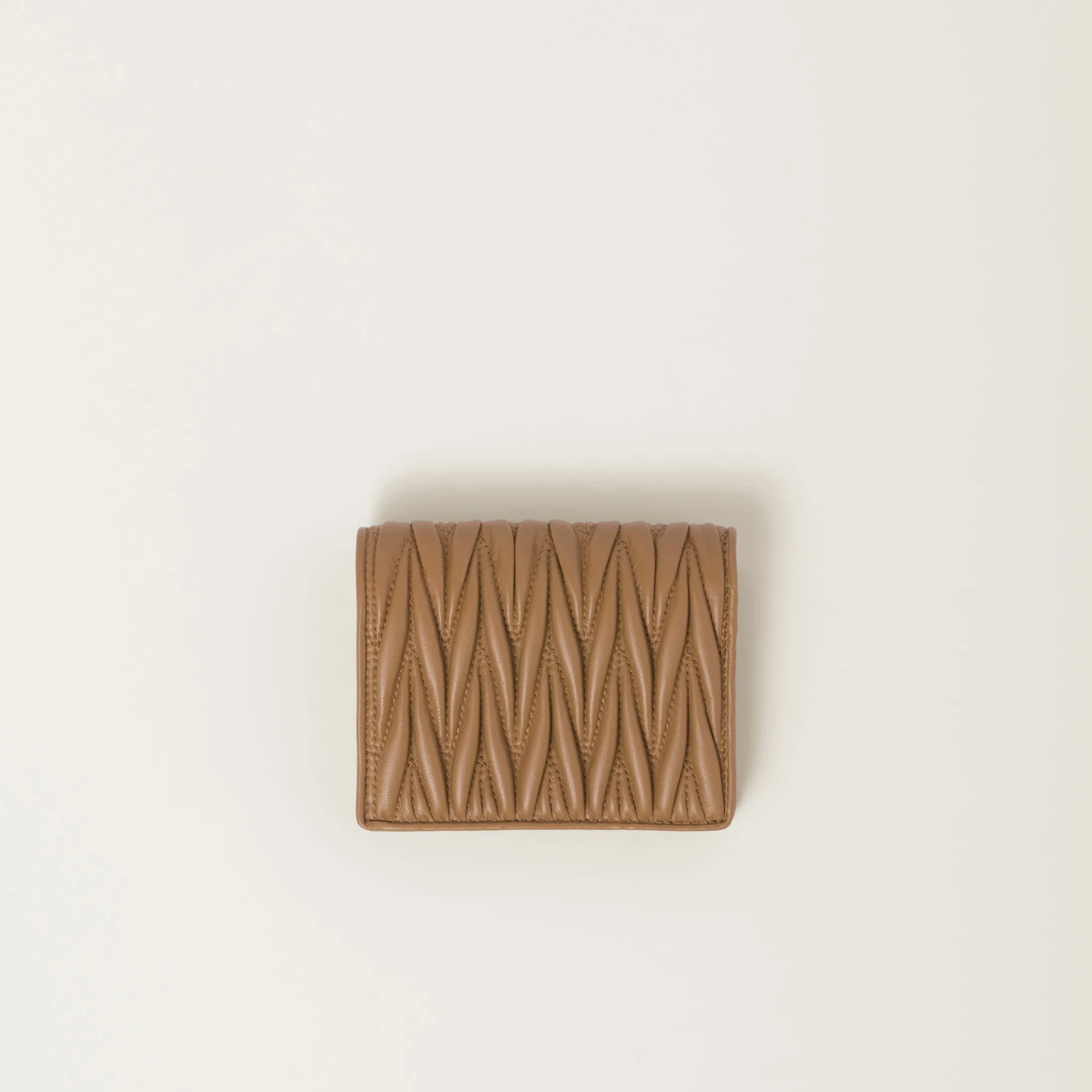 Caramel Small Matelassé Nappa Leather Wallet | Miu Miu