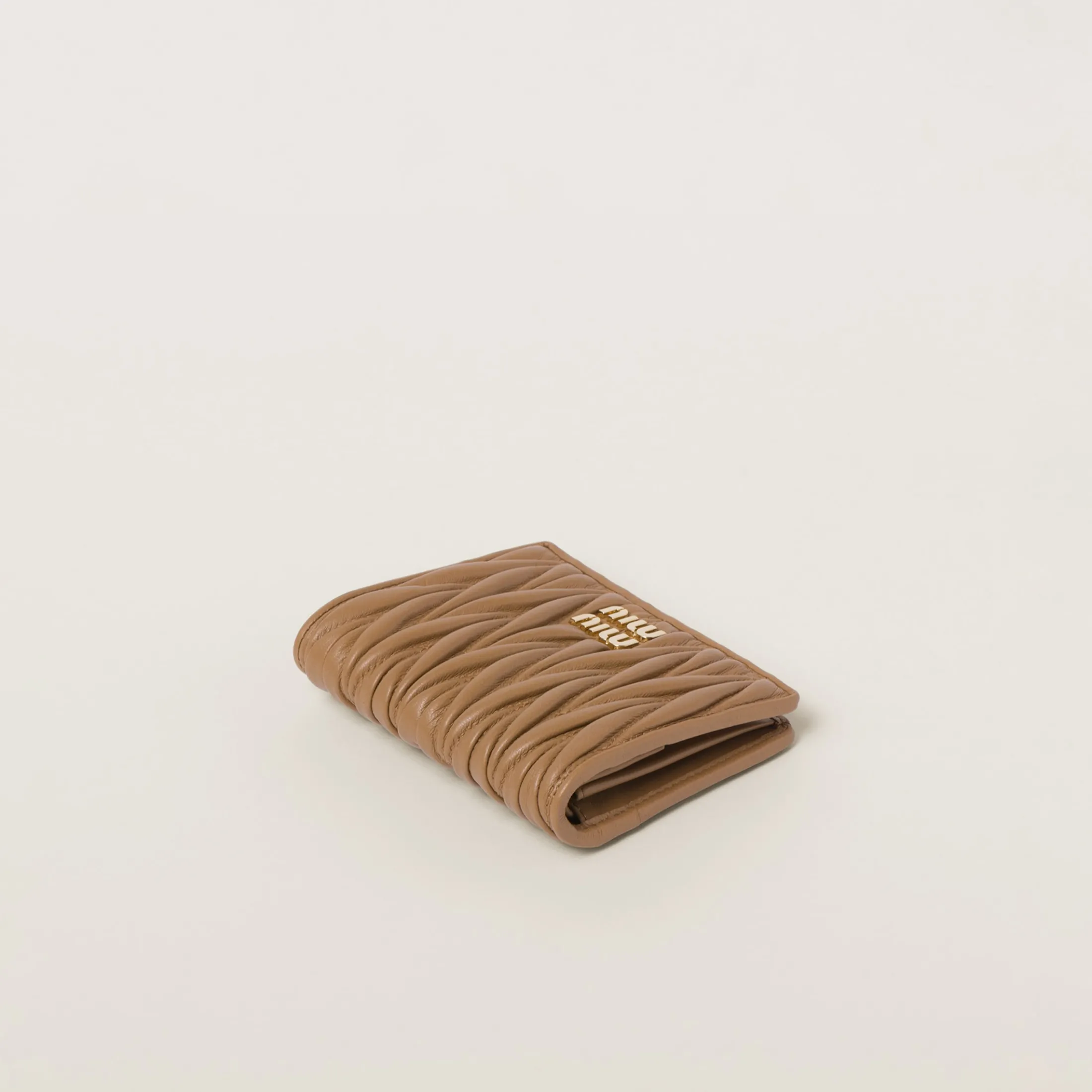 Caramel Small Matelassé Nappa Leather Wallet | Miu Miu