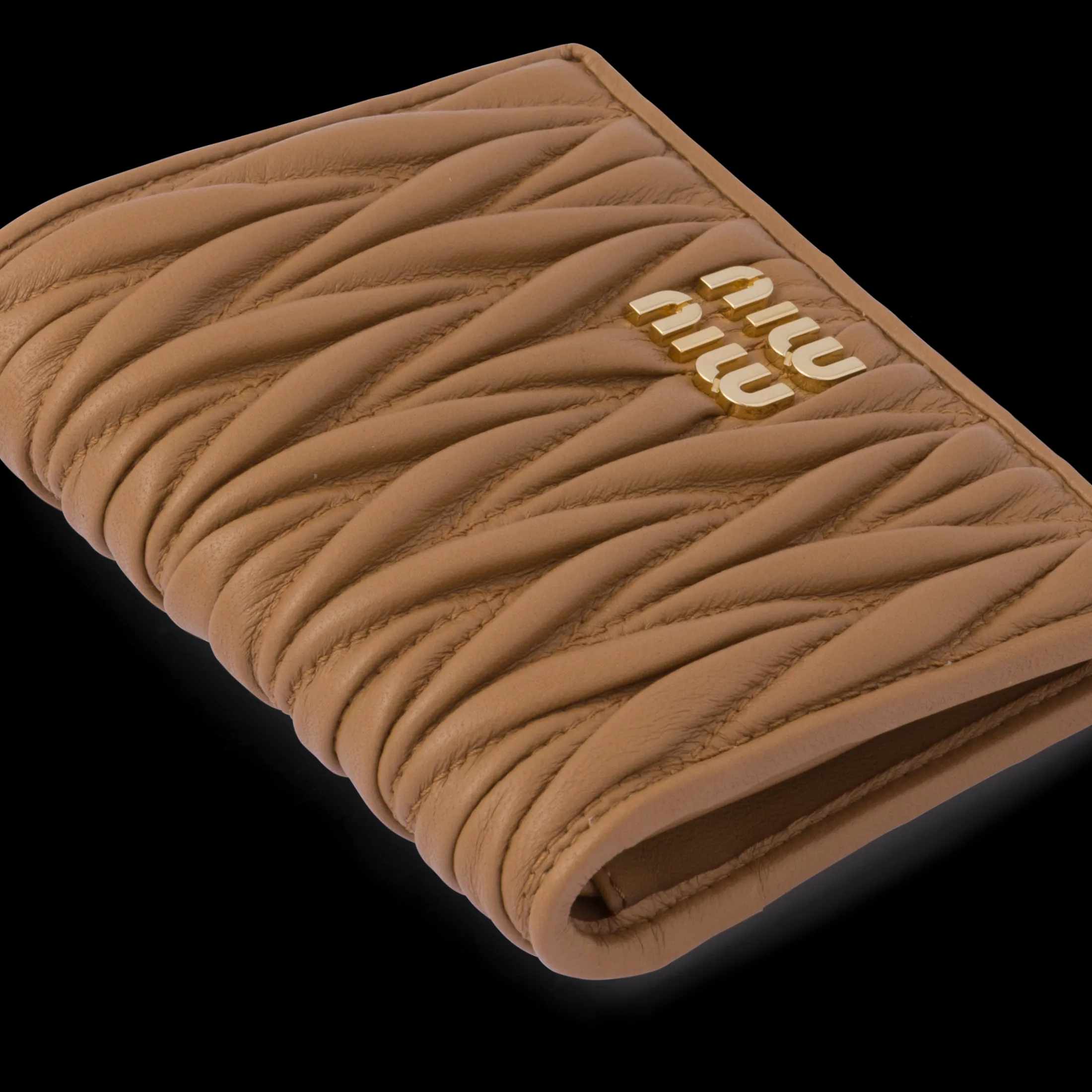 Caramel Small Matelassé Nappa Leather Wallet | Miu Miu