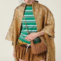 Caramel Wander Matelassé Nappa Leather Hobo Bag | Miu Miu