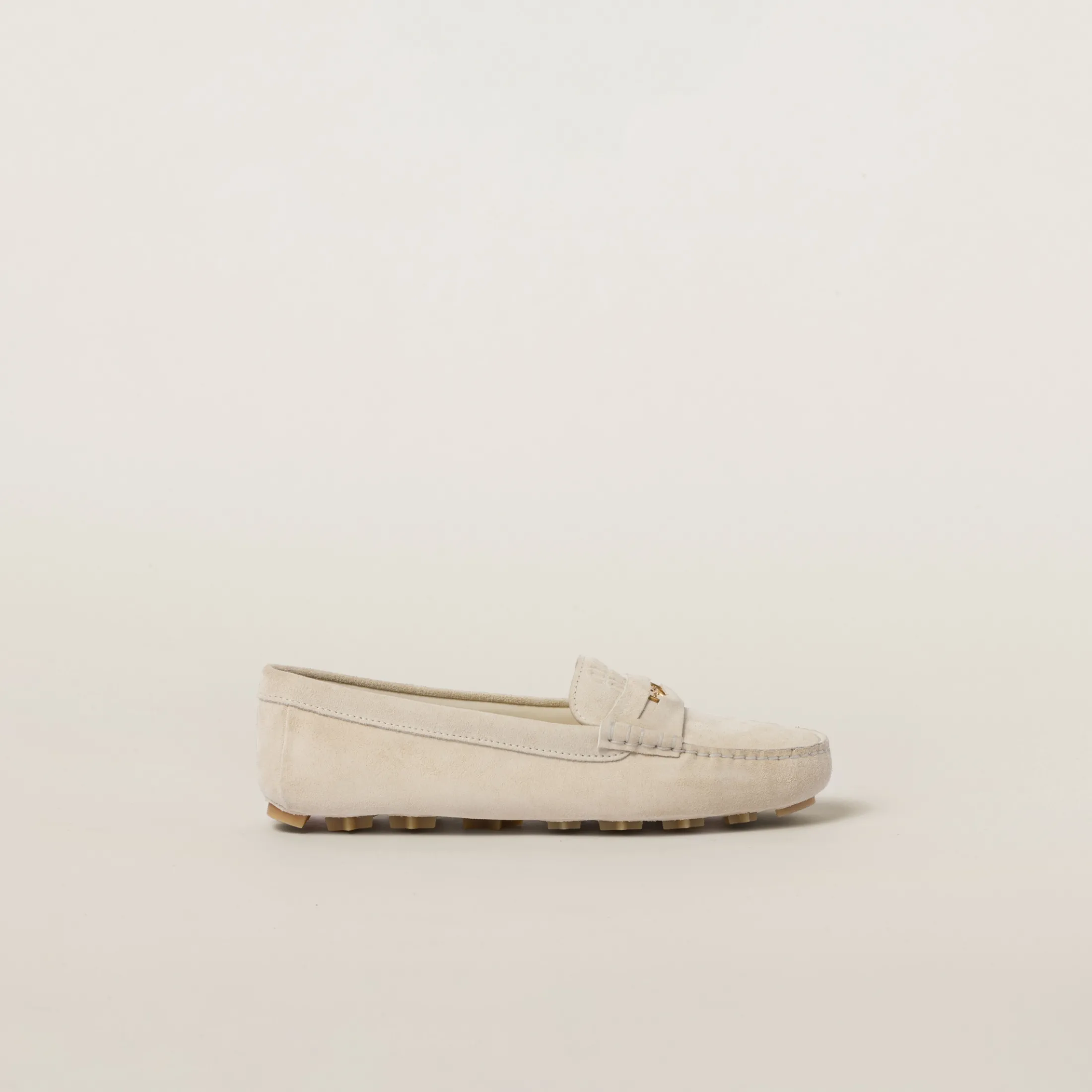 Chalk Suede Driving Shoes | Miu Miu