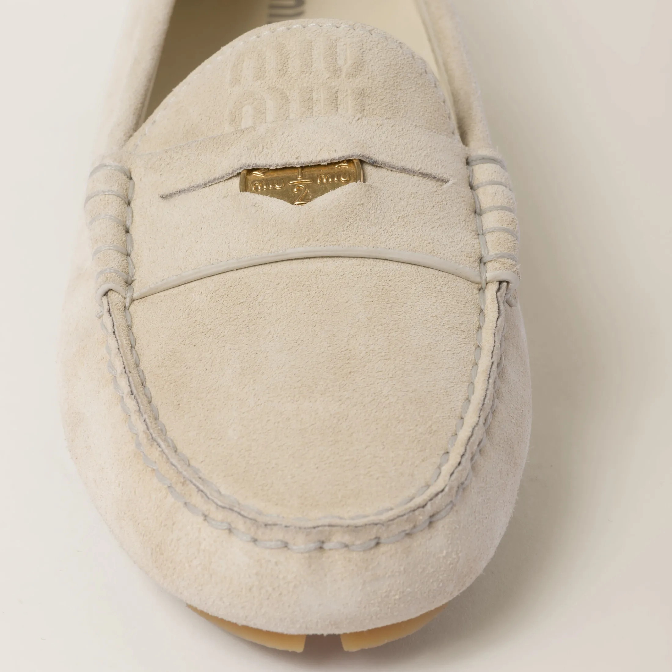 Chalk Suede Driving Shoes | Miu Miu