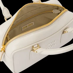 Chalk White Arcadie Leather Bag | Miu Miu