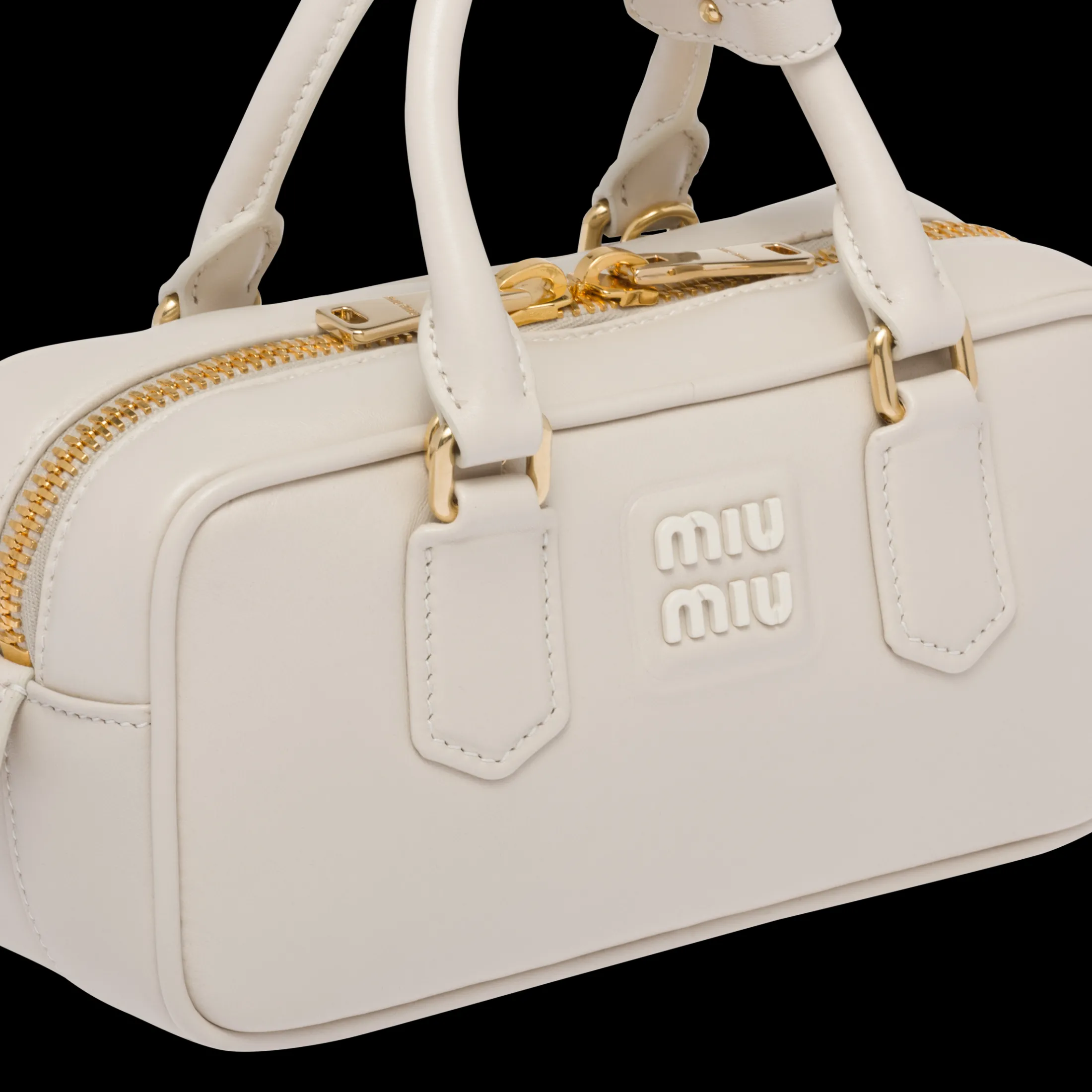 Chalk White Arcadie Leather Bag | Miu Miu