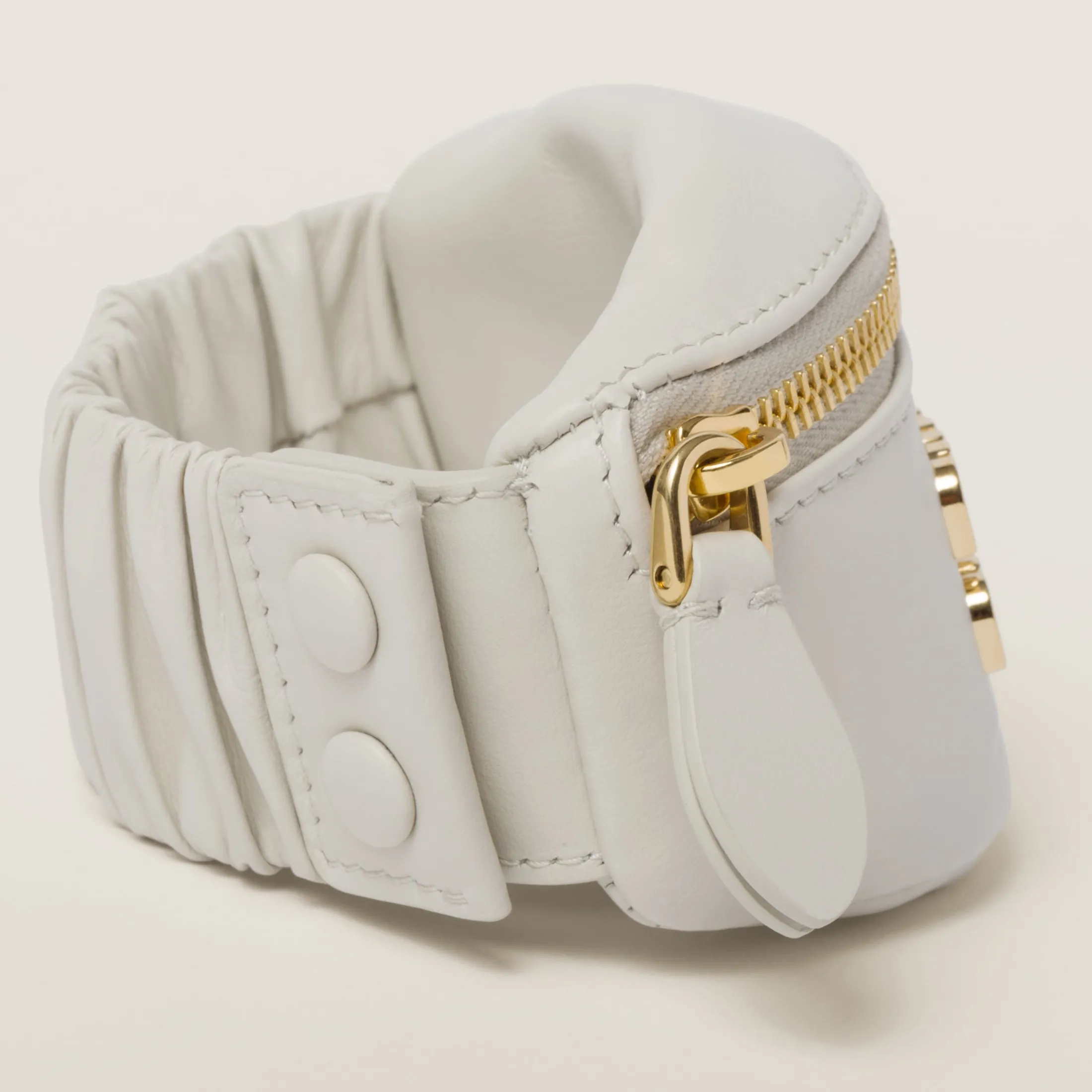 Chalk White Bracelet With Leather Mini-pouch | Miu Miu
