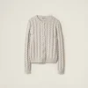 Chalk White Cashmere Knit Cardigan | Miu Miu