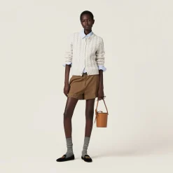 Chalk White Cashmere Knit Cardigan | Miu Miu