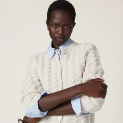 Chalk White Cashmere Knit Cardigan | Miu Miu