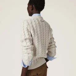 Chalk White Cashmere Knit Cardigan | Miu Miu