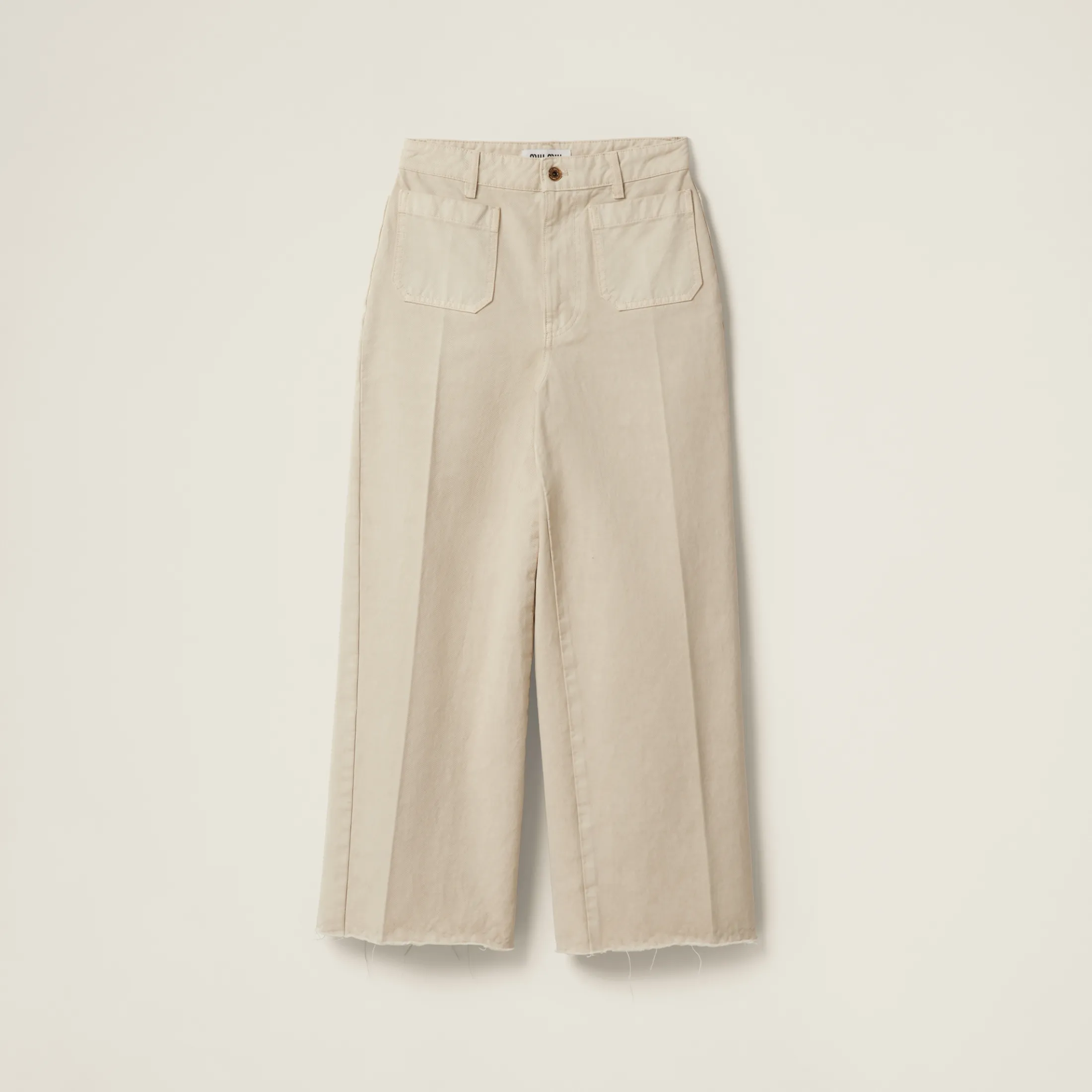 Chalk White Garment-dyed Gabardine Pants | Miu Miu