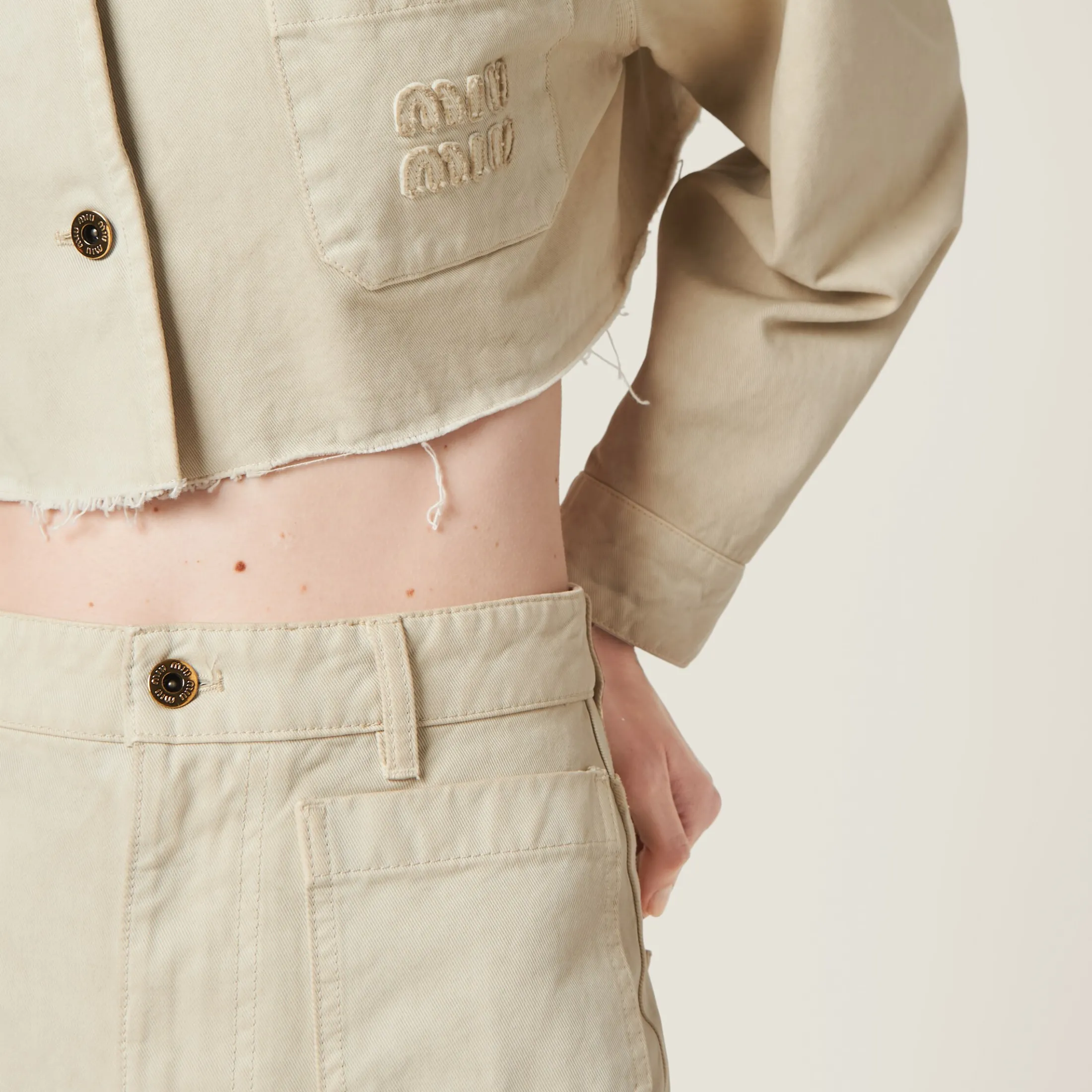 Chalk White Garment-dyed Gabardine Pants | Miu Miu