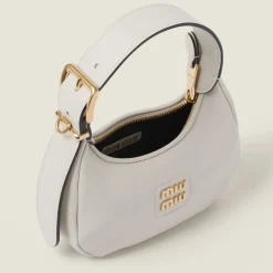 Chalk White Leather Hobo Bag | Miu Miu
